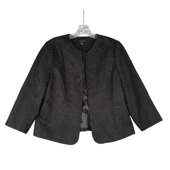 Talbots Blazer Jacket Women’s Size 10 Black Open Front Stretch Lined Floral - Picture 2 of 7